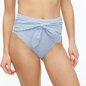 J Crew High Waist Tie Bikini Bottom - Seersucker
